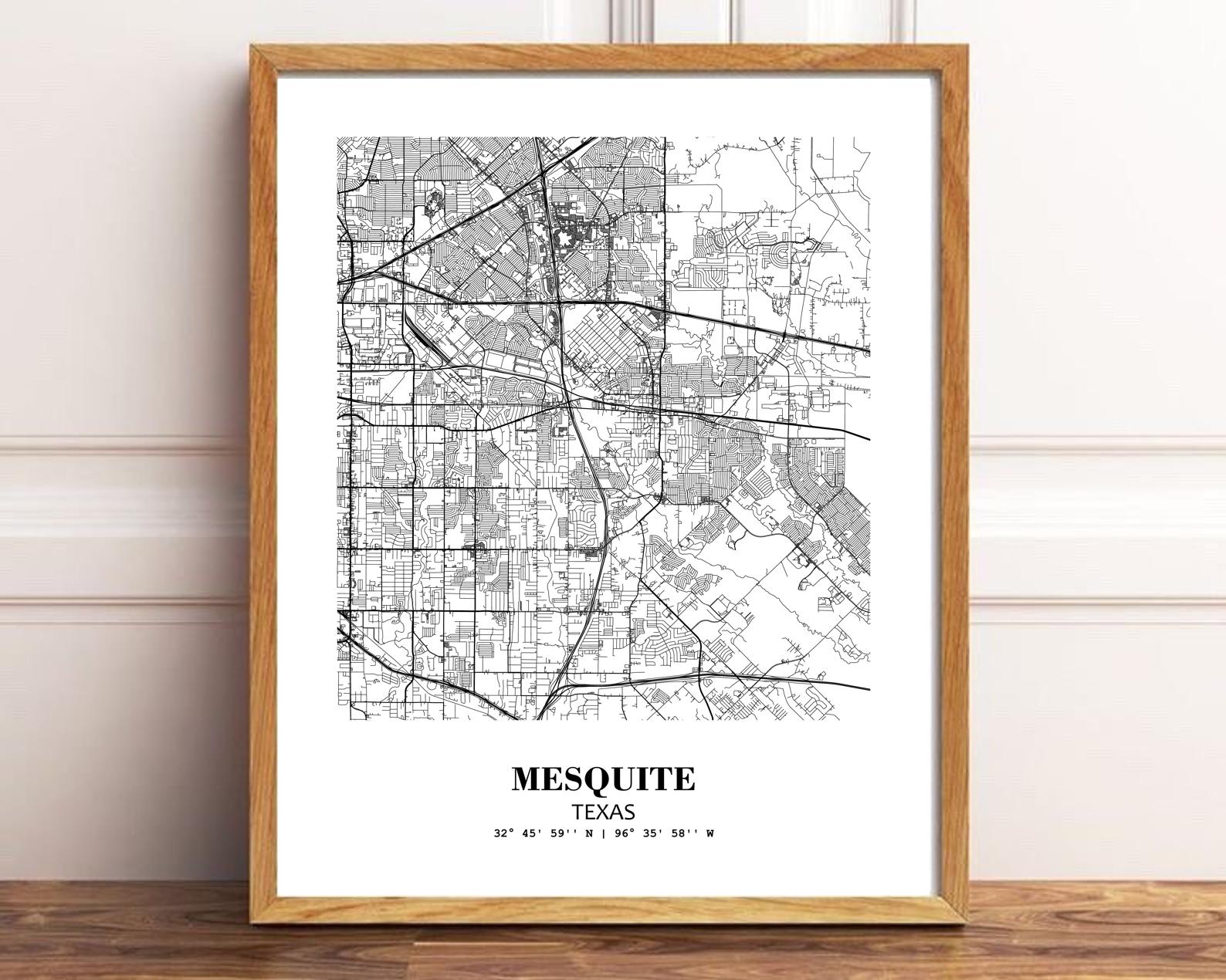 Eleville Unframed Mesquite Texas City View Abstract Modern Map Art Print Poster Wall Office Home Decor Line Art wgn665 - Image 2