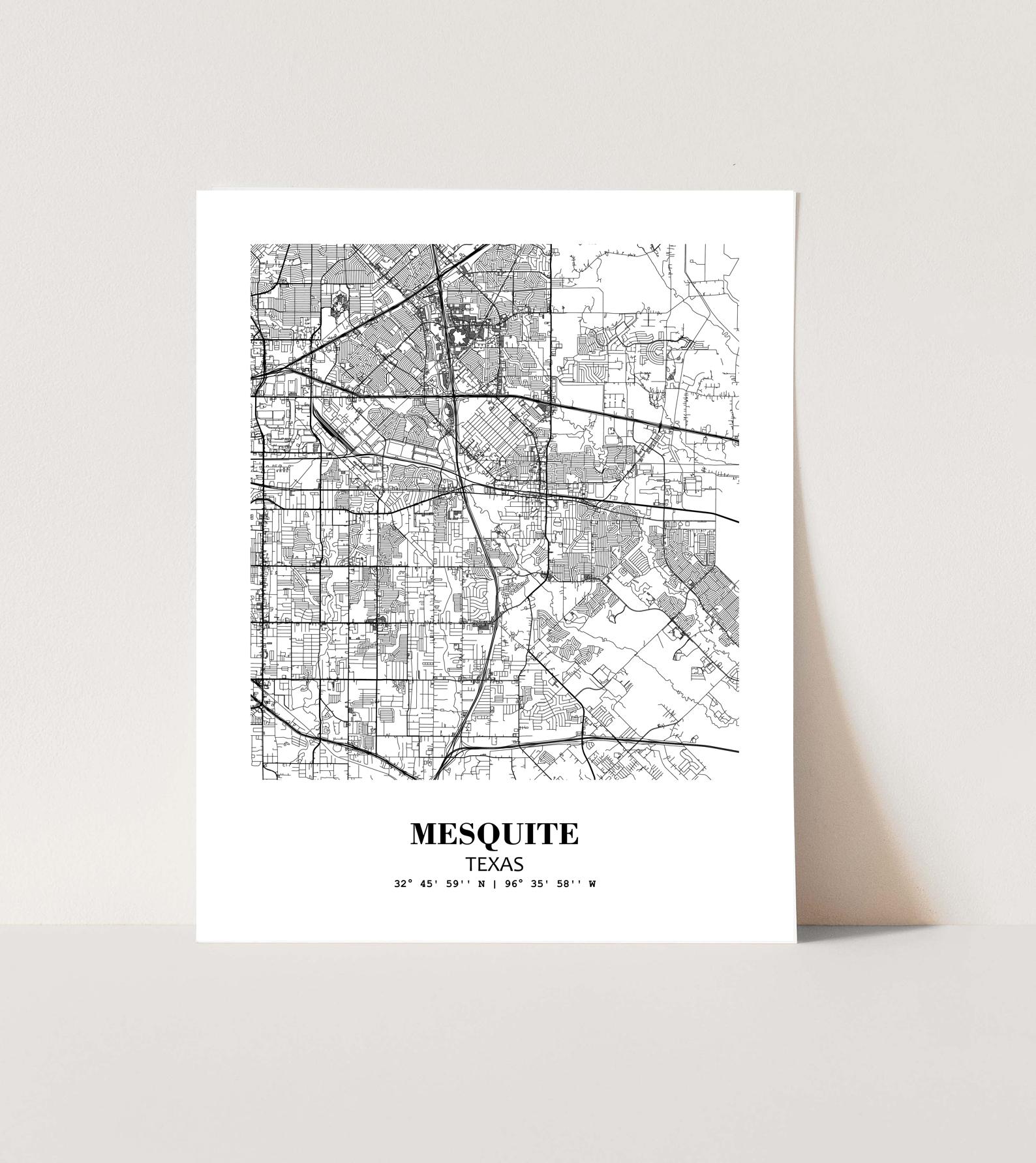 Eleville Unframed Mesquite Texas City View Abstract Modern Map Art Print Poster Wall Office Home Decor Line Art wgn665 - Image 3