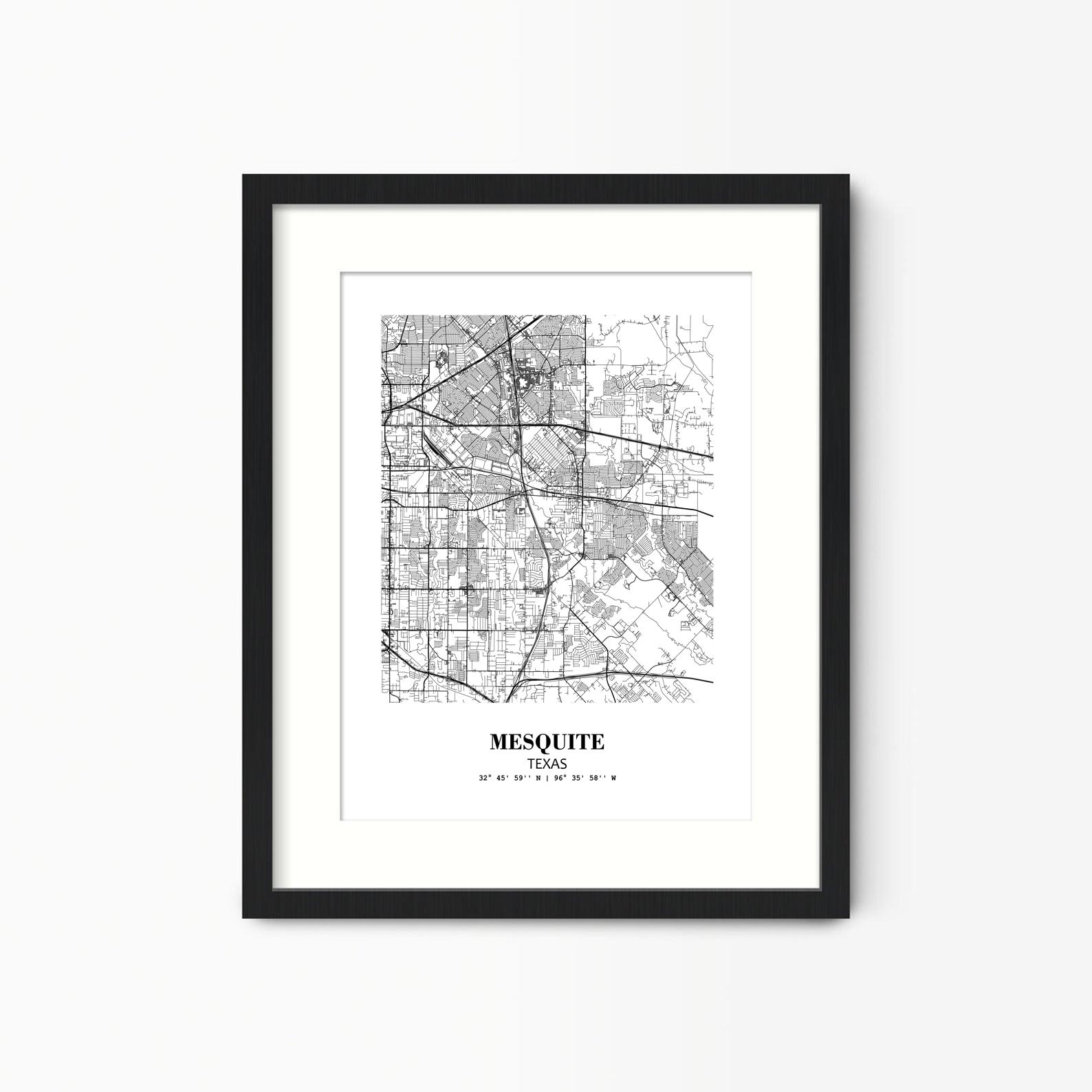 Eleville Unframed Mesquite Texas City View Abstract Modern Map Art Print Poster Wall Office Home Decor Line Art wgn665 - Image 4