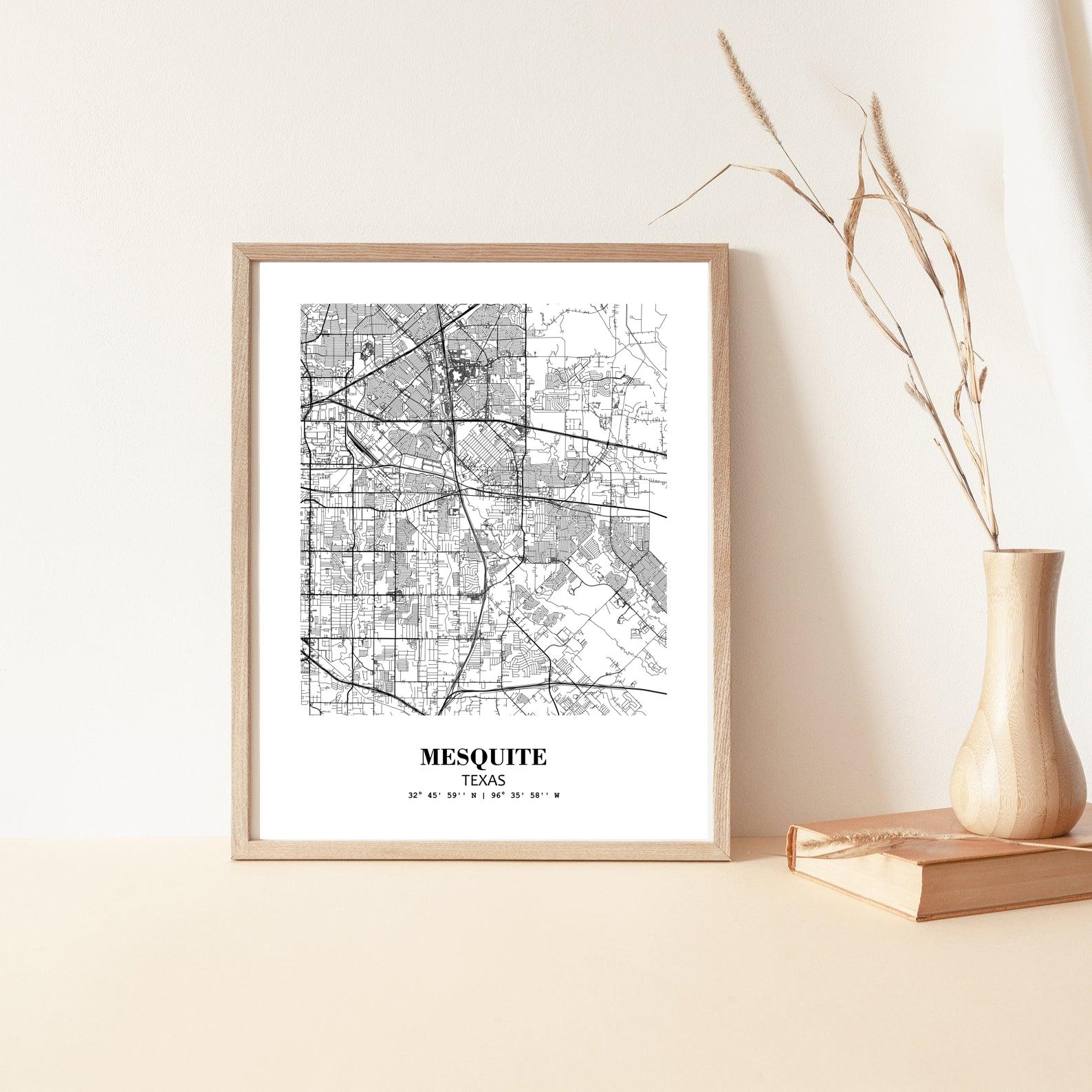 Eleville Unframed Mesquite Texas City View Abstract Modern Map Art Print Poster Wall Office Home Decor Line Art wgn665 - Image 5