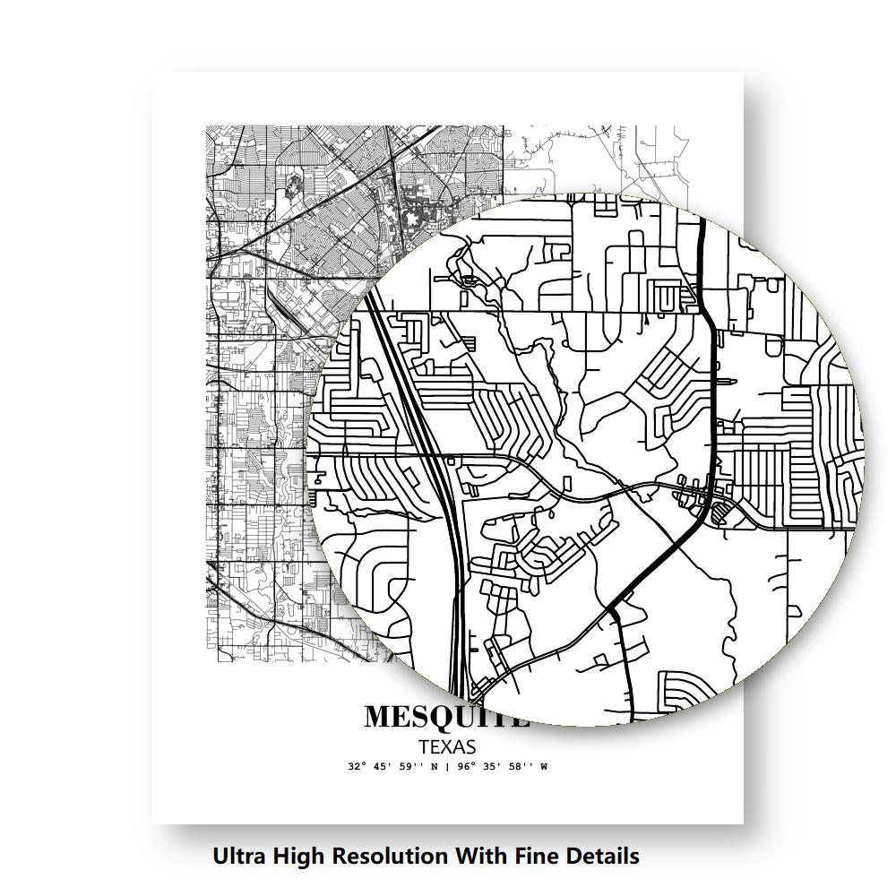 Eleville Unframed Mesquite Texas City View Abstract Modern Map Art Print Poster Wall Office Home Decor Line Art wgn665 - Image 8