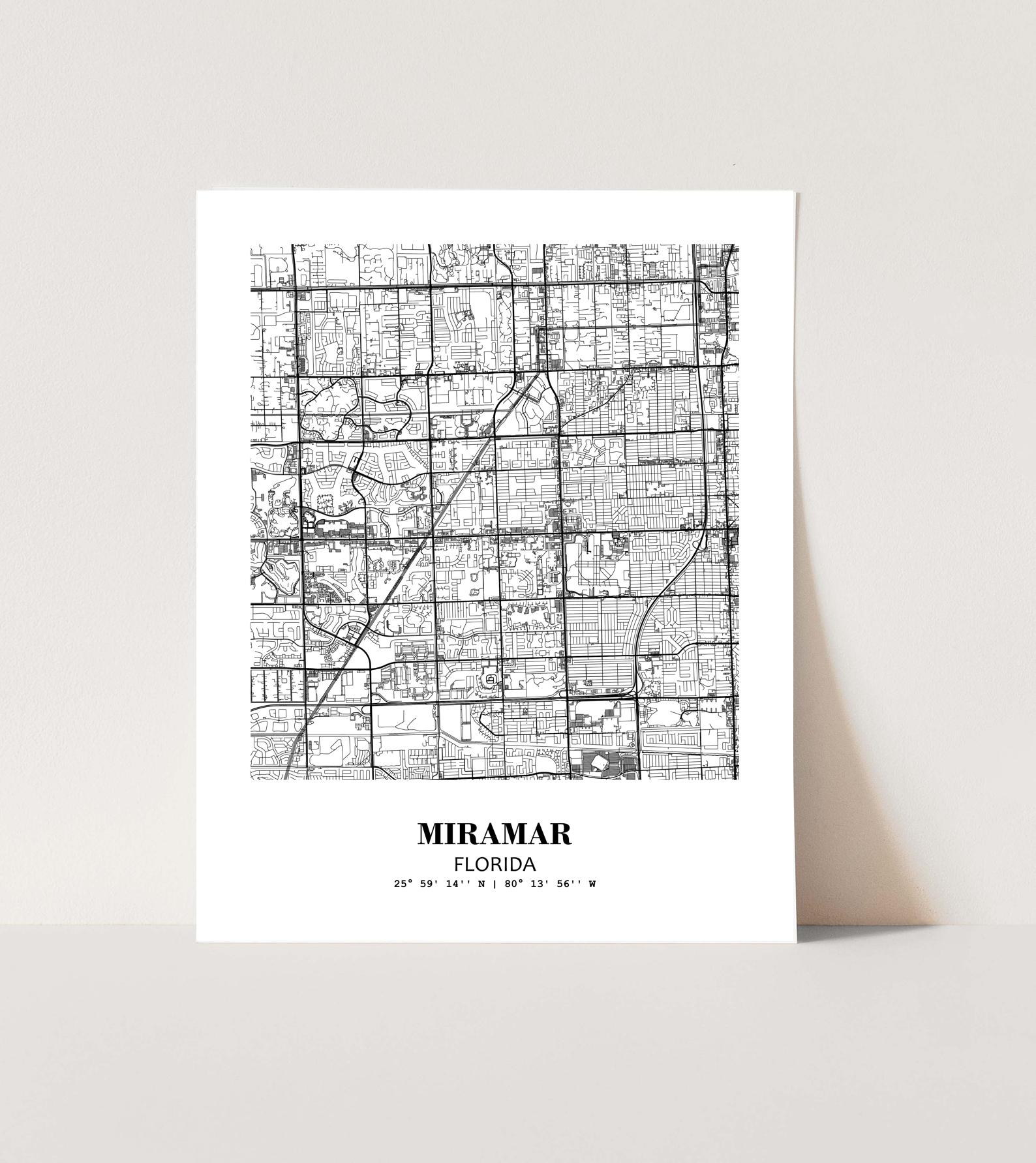 Eleville Unframed Miramar Florida City View Abstract Modern Map Art Print Poster Wall Office Home Decor Line Art wgn668 - Image 3