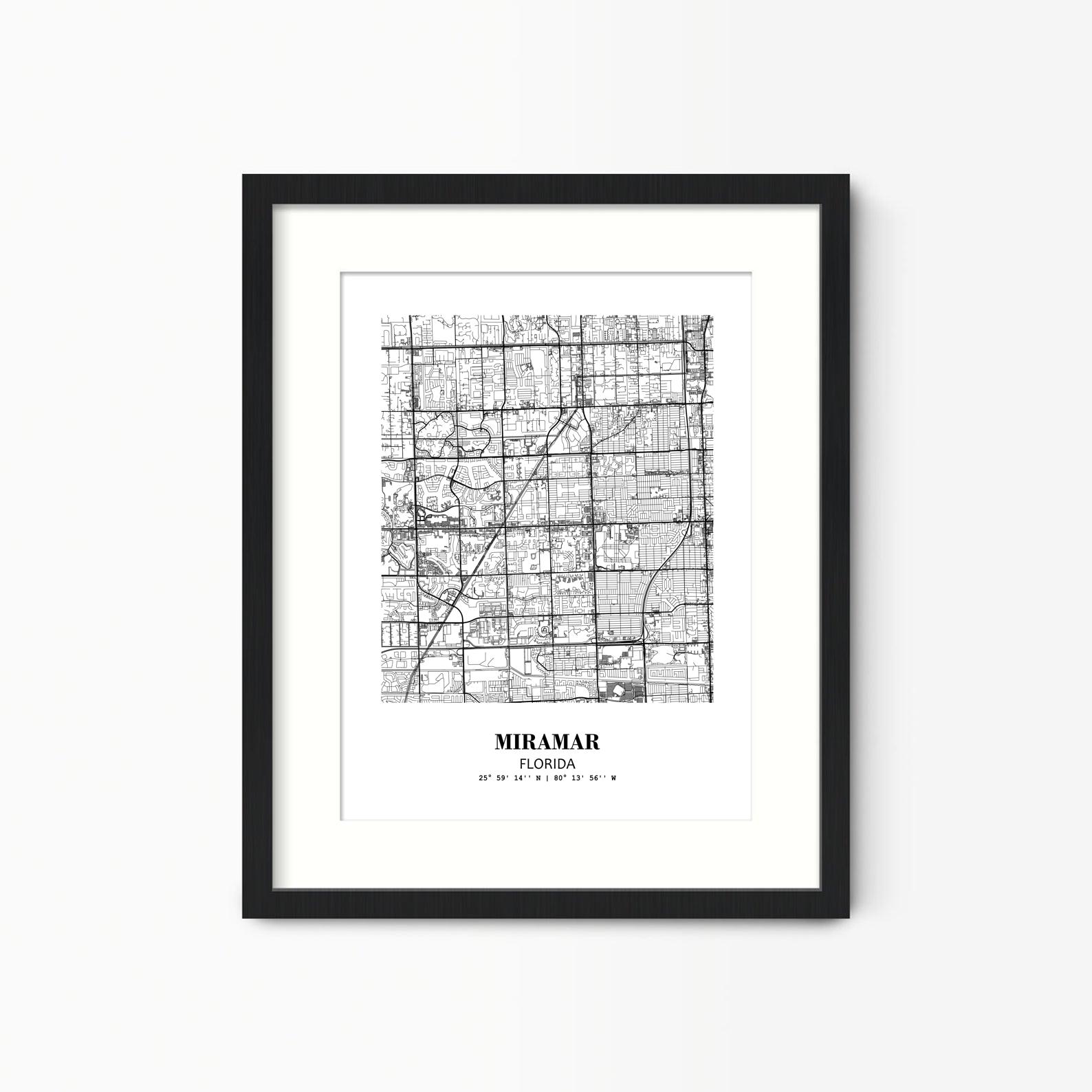 Eleville Unframed Miramar Florida City View Abstract Modern Map Art Print Poster Wall Office Home Decor Line Art wgn668 - Image 4