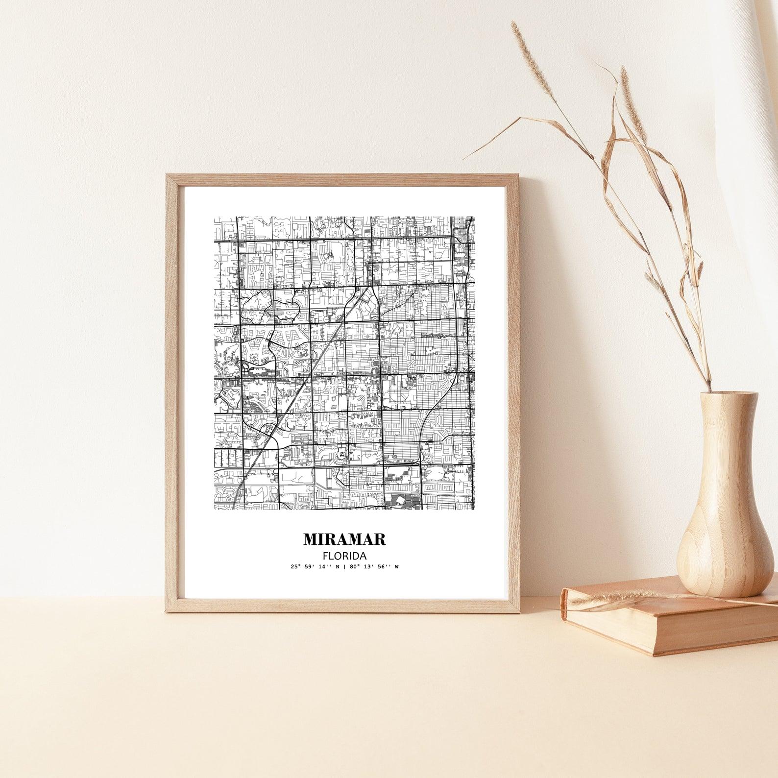Eleville Unframed Miramar Florida City View Abstract Modern Map Art Print Poster Wall Office Home Decor Line Art wgn668 - Image 5