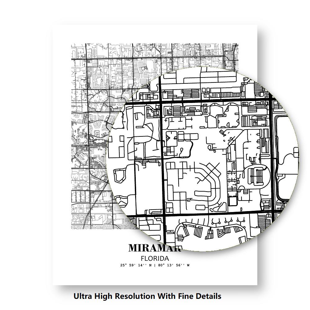 Eleville Unframed Miramar Florida City View Abstract Modern Map Art Print Poster Wall Office Home Decor Line Art wgn668 - Image 8