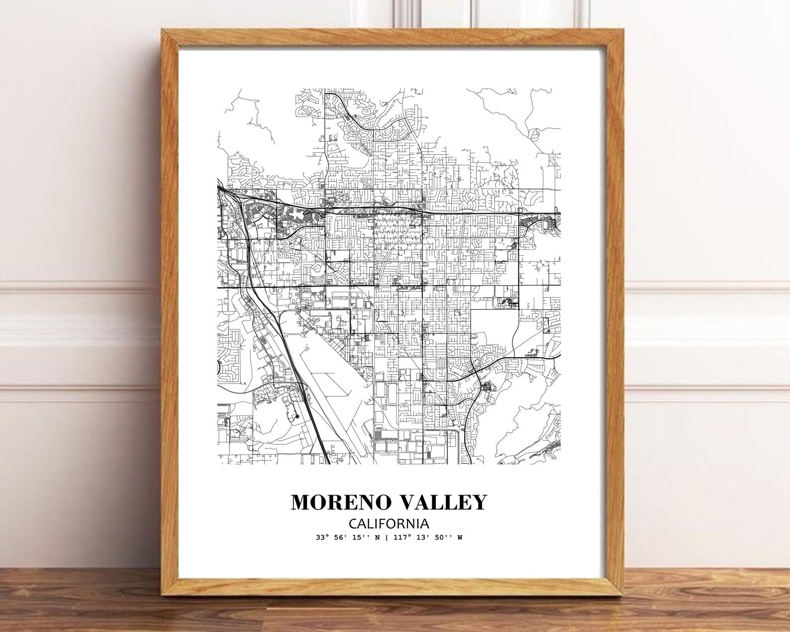 Eleville Unframed Moreno Valley California City View Abstract Modern Map Art Print Poster Wall Office Home Decor Line Art wgn672 - Image 2