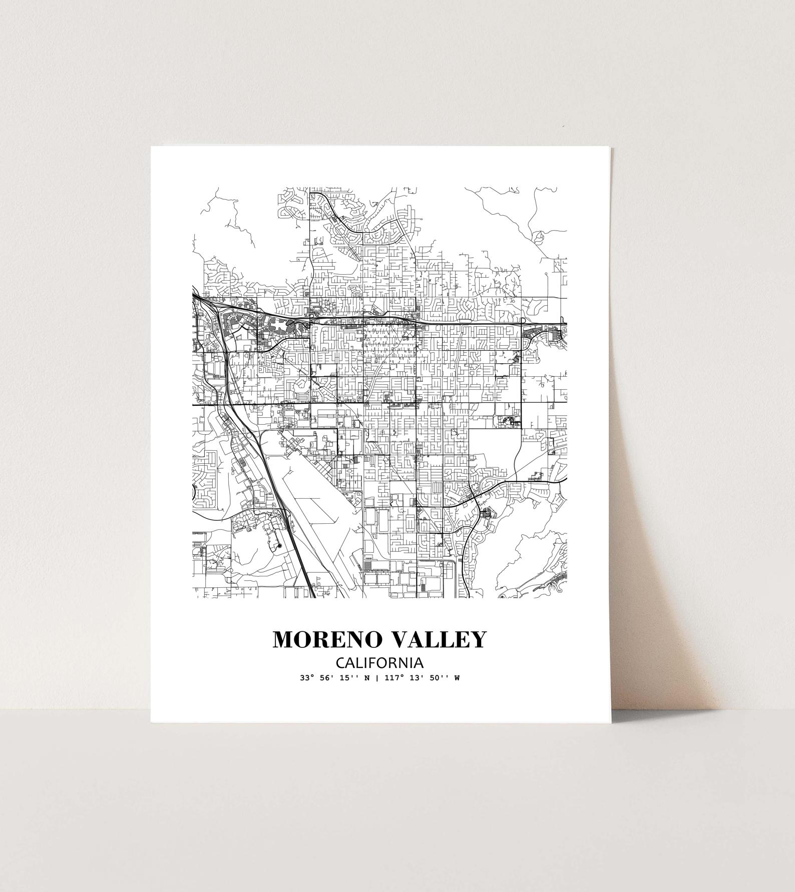 Eleville Unframed Moreno Valley California City View Abstract Modern Map Art Print Poster Wall Office Home Decor Line Art wgn672 - Image 3