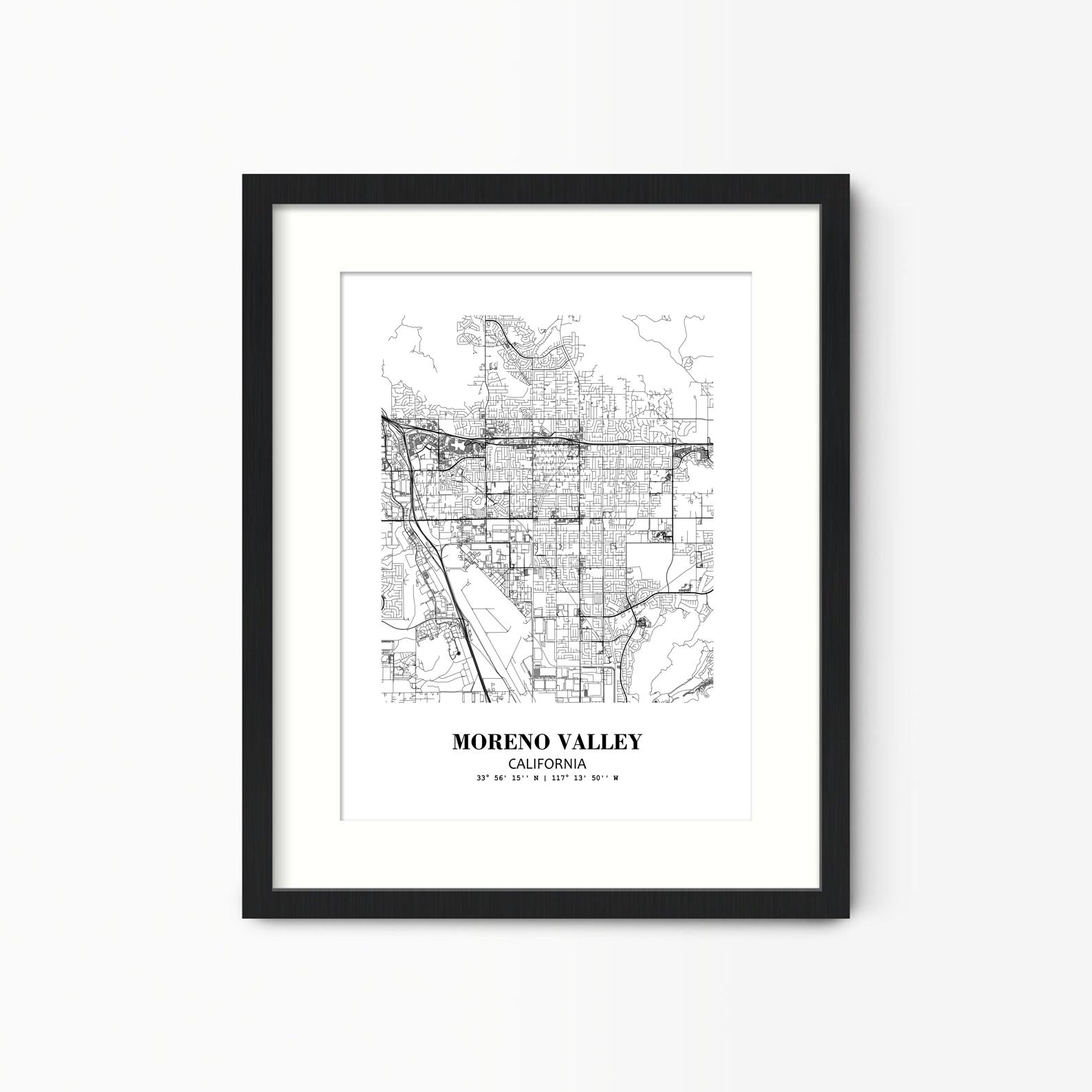 Eleville Unframed Moreno Valley California City View Abstract Modern Map Art Print Poster Wall Office Home Decor Line Art wgn672 - Image 4