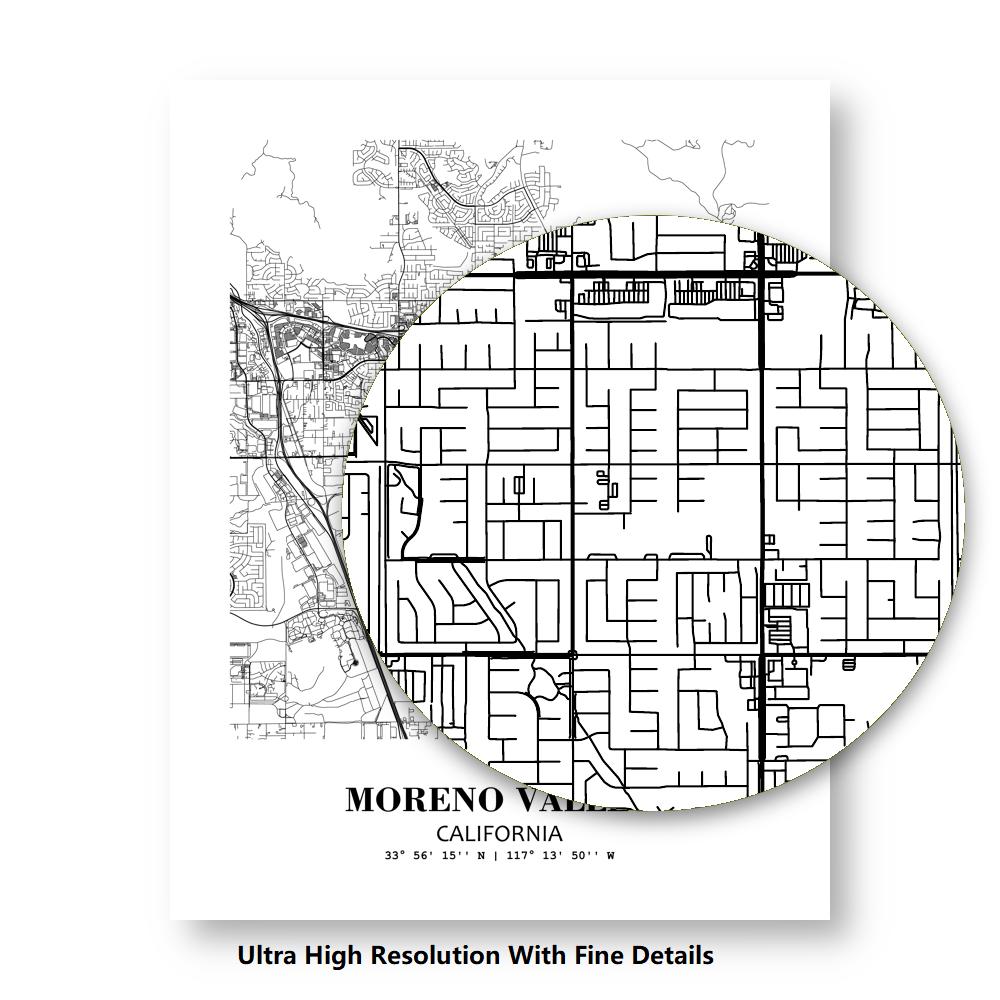 Eleville Unframed Moreno Valley California City View Abstract Modern Map Art Print Poster Wall Office Home Decor Line Art wgn672 - Image 8