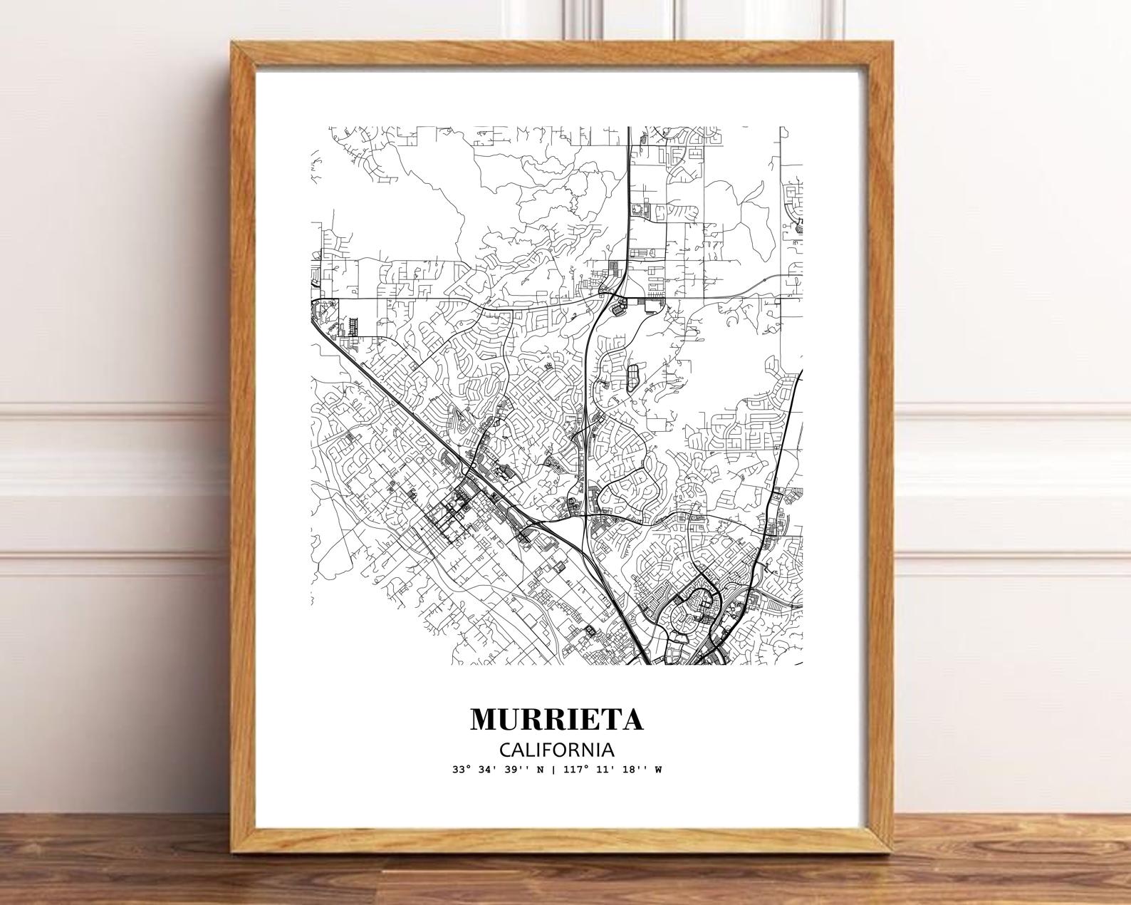 Eleville Unframed Murrieta California City View Abstract Modern Map Art Print Poster Wall Office Home Decor Line Art wgn673 - Image 2