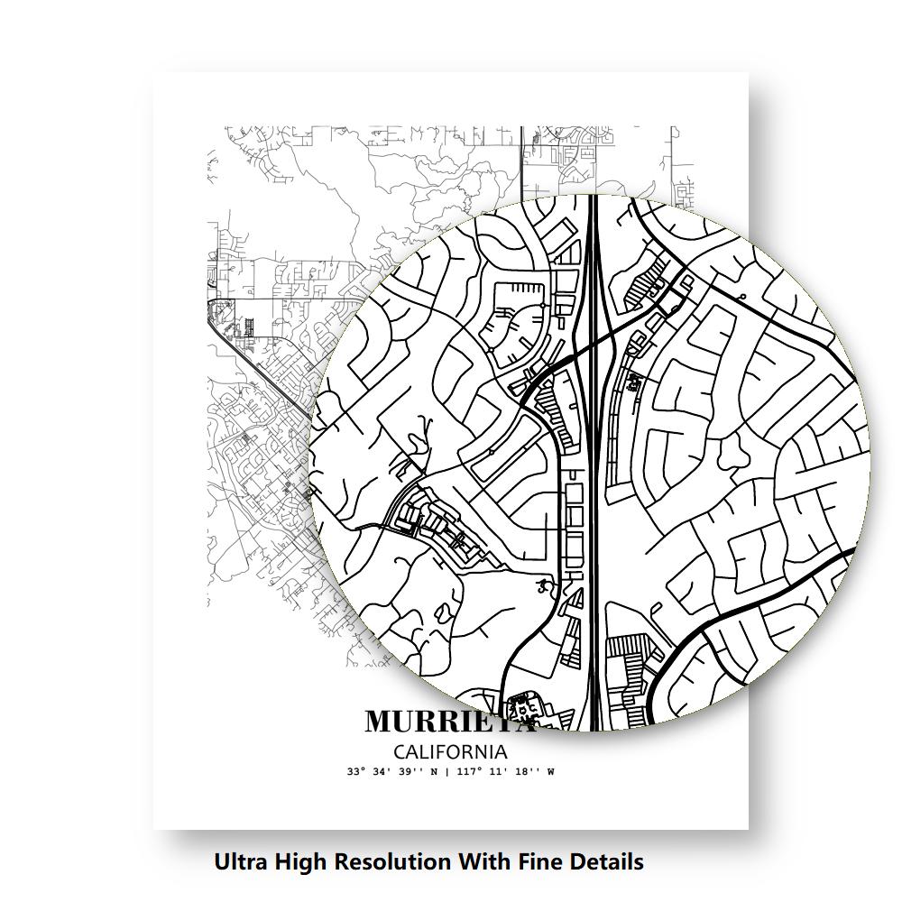 Eleville Unframed Murrieta California City View Abstract Modern Map Art Print Poster Wall Office Home Decor Line Art wgn673 - Image 8