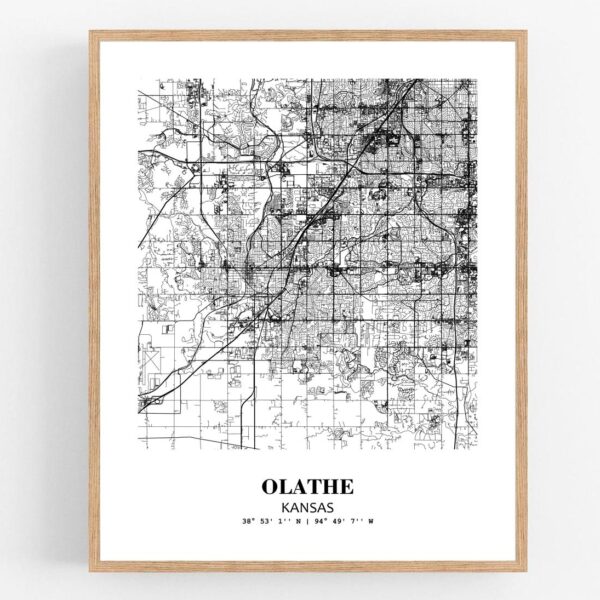 Eleville Unframed Olathe Kansas City View Abstract Modern Map Art Print Poster Wall Office Home Decor Line Art wgn682