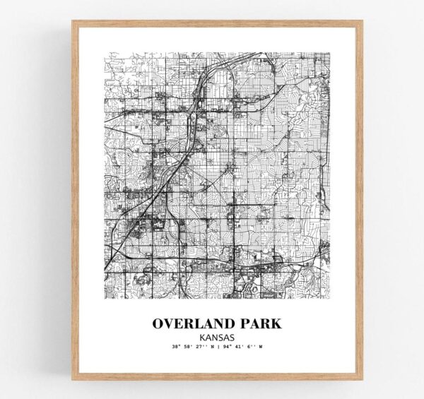 Eleville Unframed Overland Park Kansas City View Abstract Modern Map Art Print Poster Wall Office Home Decor Line Art wgn685