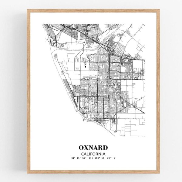 Eleville Unframed Oxnard California City View Abstract Modern Map Art Print Poster Wall Office Home Decor Line Art wgn686
