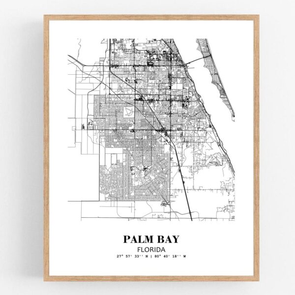 Eleville Unframed Palm Bay Florida City View Abstract Modern Map Art Print Poster Wall Office Home Decor Line Art wgn687