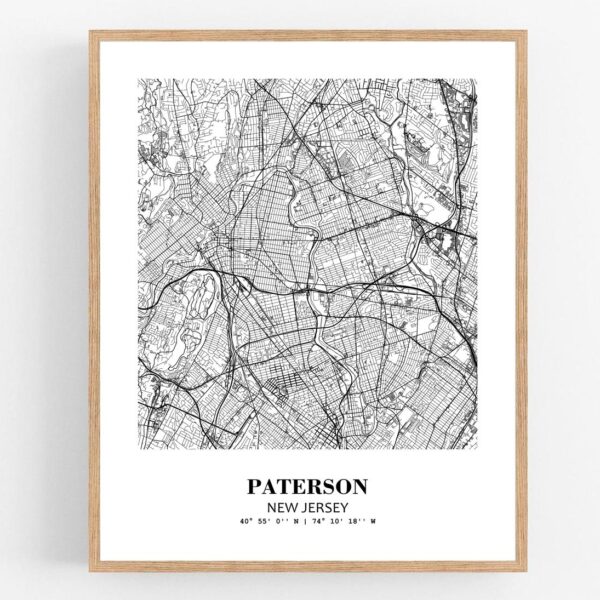 Eleville Unframed Paterson New Jersey City View Abstract Modern Map Art Print Poster Wall Office Home Decor Line Art wgn690