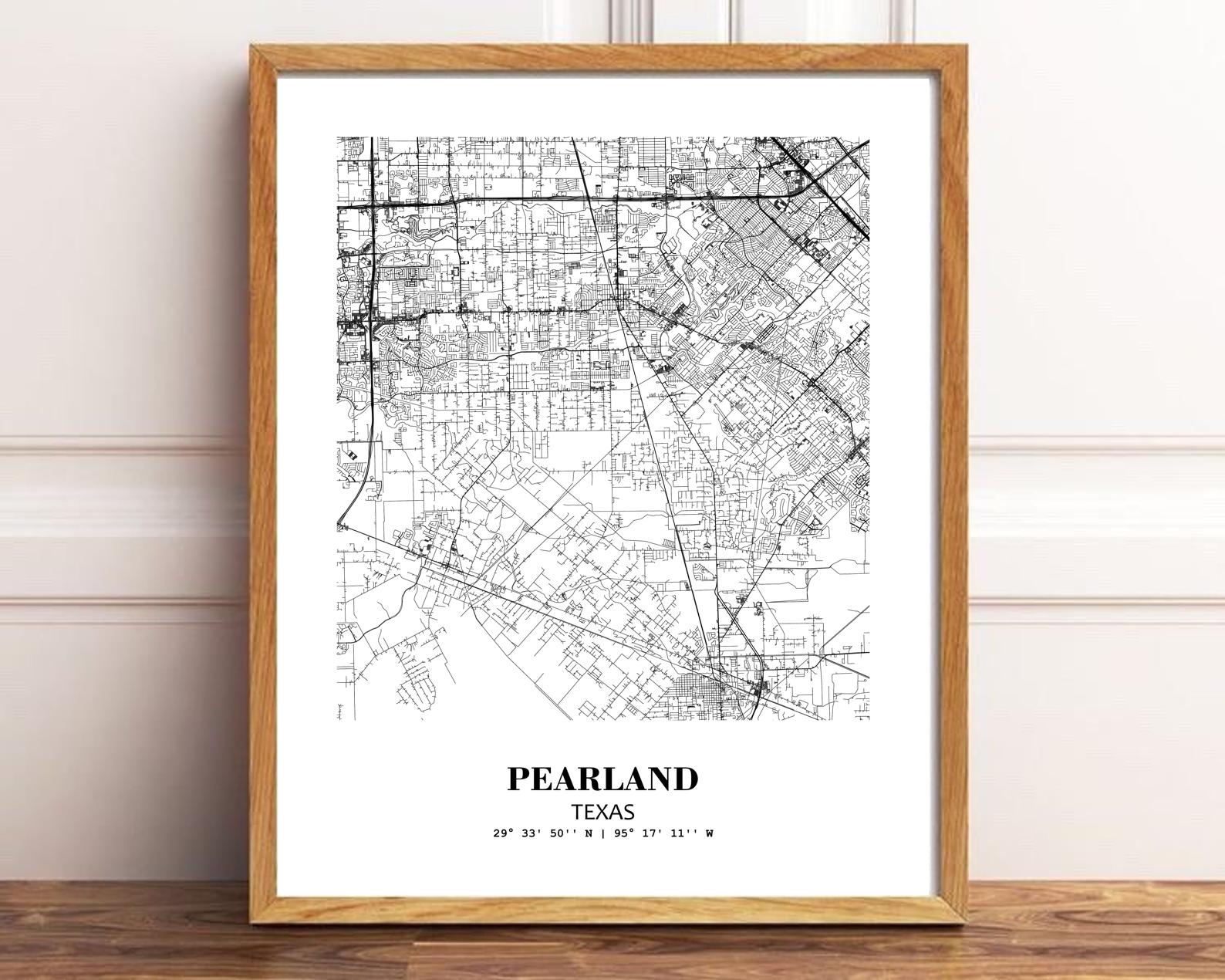 Eleville Unframed Pearland Texas City View Abstract Modern Map Art Print Poster Wall Office Home Decor Line Art wgn691 - Image 2