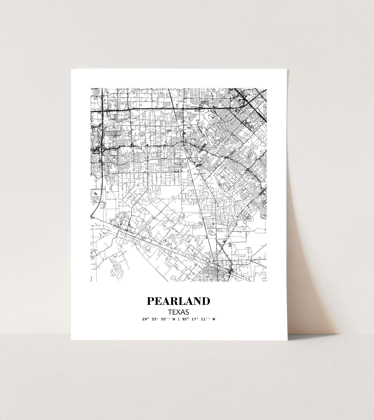 Eleville Unframed Pearland Texas City View Abstract Modern Map Art Print Poster Wall Office Home Decor Line Art wgn691 - Image 3