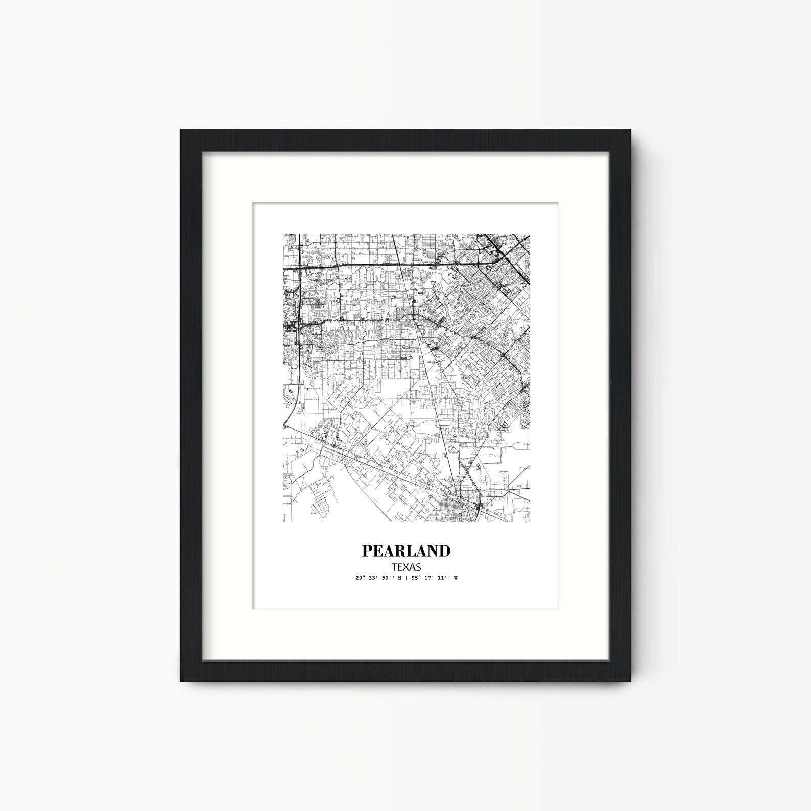 Eleville Unframed Pearland Texas City View Abstract Modern Map Art Print Poster Wall Office Home Decor Line Art wgn691 - Image 4