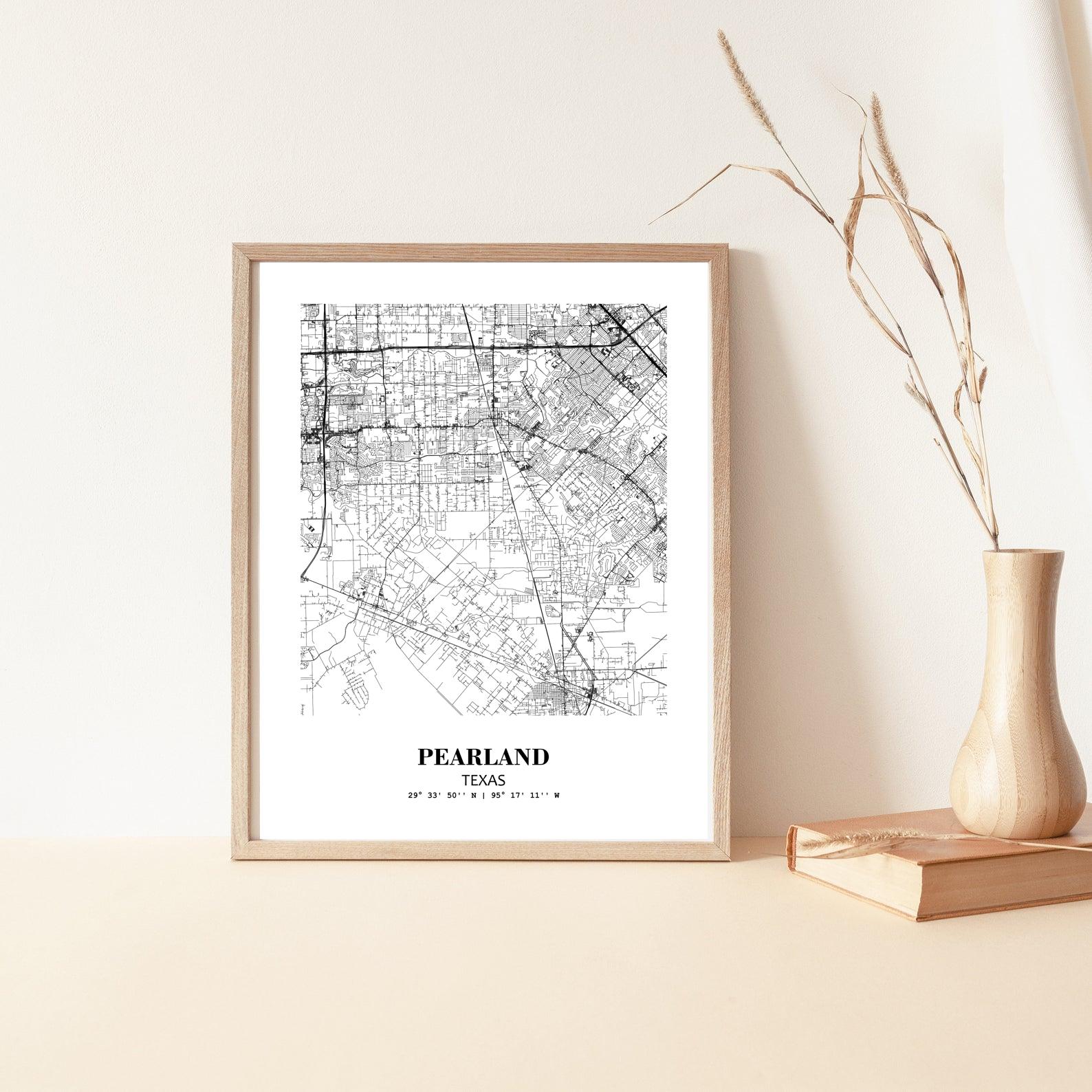 Eleville Unframed Pearland Texas City View Abstract Modern Map Art Print Poster Wall Office Home Decor Line Art wgn691 - Image 5