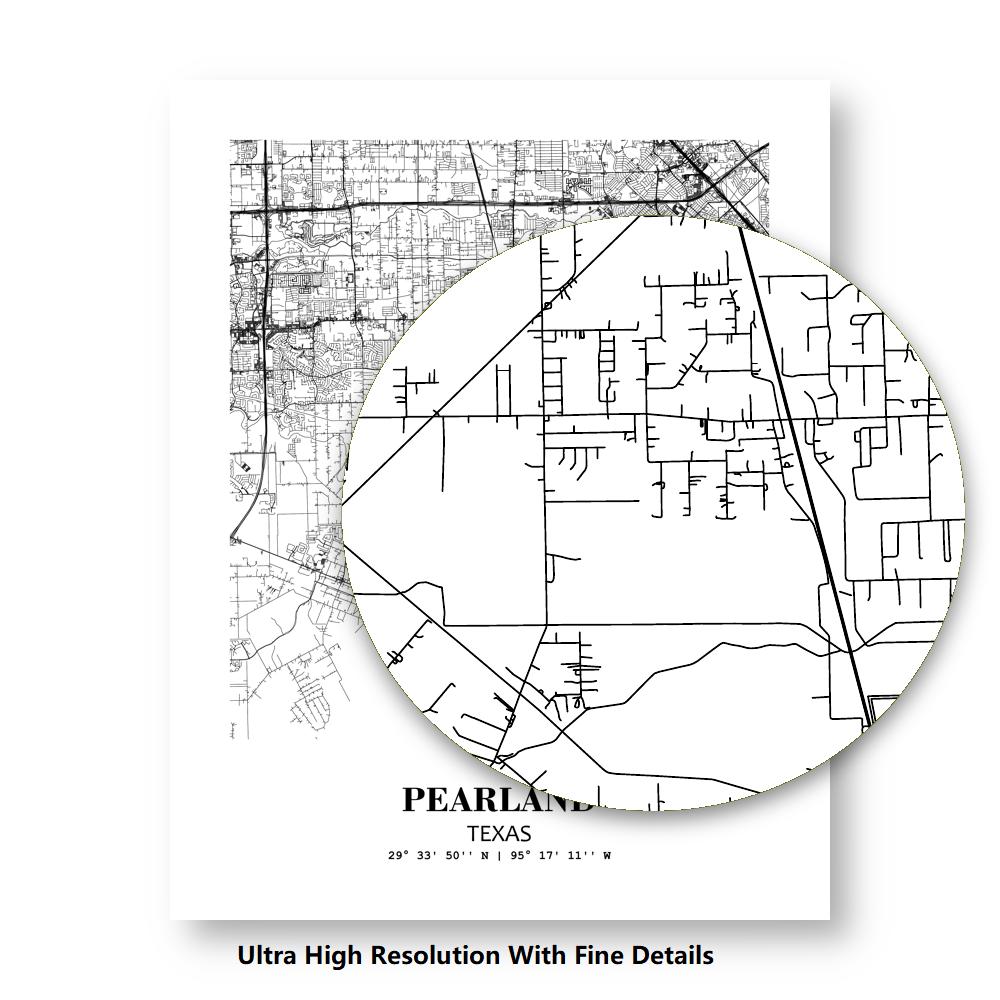Eleville Unframed Pearland Texas City View Abstract Modern Map Art Print Poster Wall Office Home Decor Line Art wgn691 - Image 8