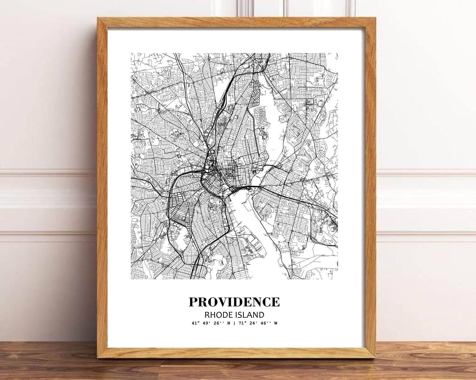 Eleville Unframed Providence Rhode Island City View Abstract Modern Map Art Print Poster Wall Office Home Decor Line Art wgn697 - Image 2