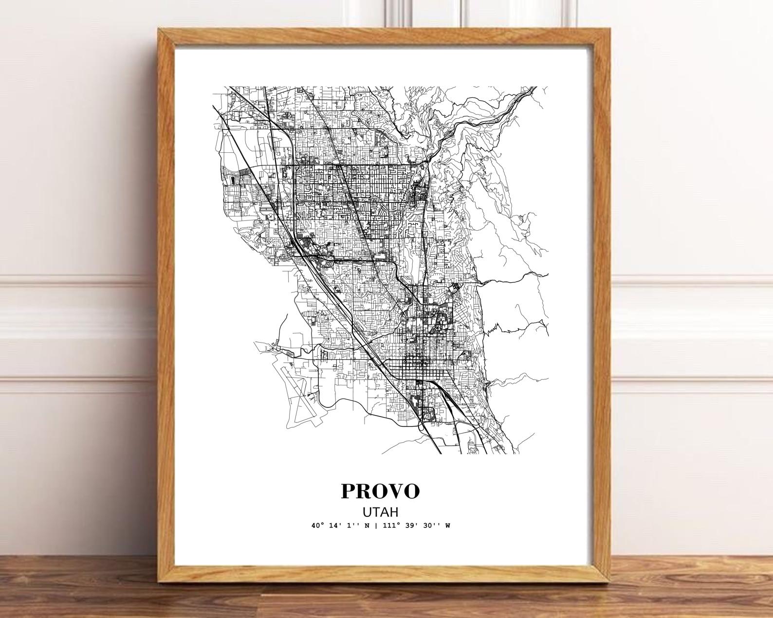 Eleville Unframed Provo Utah City View Abstract Modern Map Art Print Poster Wall Office Home Decor Line Art wgn698 - Image 2