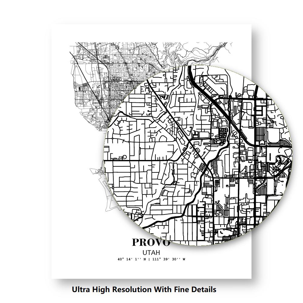 Eleville Unframed Provo Utah City View Abstract Modern Map Art Print Poster Wall Office Home Decor Line Art wgn698 - Image 8