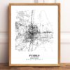 Eleville Unframed Pueblo Colorado City View Abstract Modern Map Art Print Poster Wall Office Home Decor Line Art wgn699 - Image 2