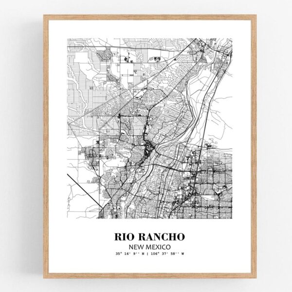 Eleville Unframed Rio Rancho New Mexico City View Abstract Modern Map Art Print Poster Wall Office Home Decor Line Art wgn707