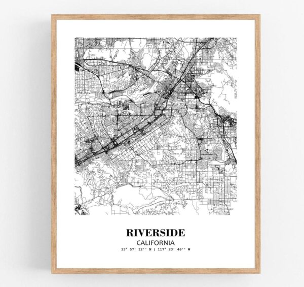 Eleville Unframed Riverside California City View Abstract Modern Map Art Print Poster Wall Office Home Decor Line Art wgn708