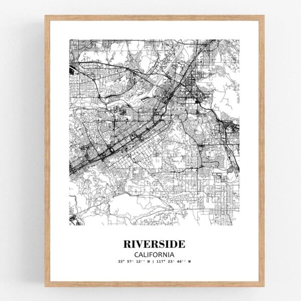 Eleville Unframed Riverside California City View Abstract Modern Map Art Print Poster Wall Office Home Decor Line Art wgn708