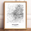 Eleville Unframed Rockford Illinois City View Abstract Modern Map Art Print Poster Wall Office Home Decor Line Art wgn711 - Image 2