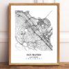 Eleville Unframed San Mateo California City View Abstract Modern Map Art Print Poster Wall Office Home Decor Line Art wgn716 - Image 2