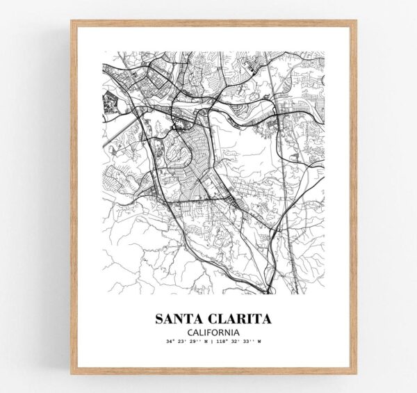 Eleville Unframed Santa Clarita California City View Abstract Modern Map Art Print Poster Wall Office Home Decor Line Art wgn720