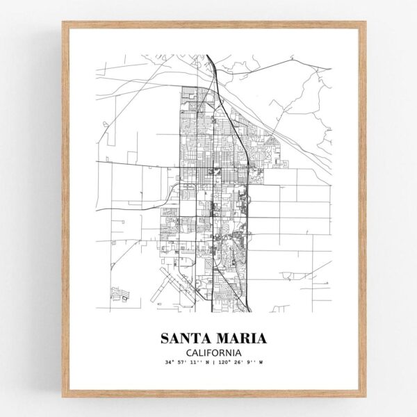 Eleville Unframed Santa Maria California City View Abstract Modern Map Art Print Poster Wall Office Home Decor Line Art wgn721
