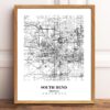Eleville Unframed South Bend Indiana City View Abstract Modern Map Art Print Poster Wall Office Home Decor Line Art wgn724 - Image 2