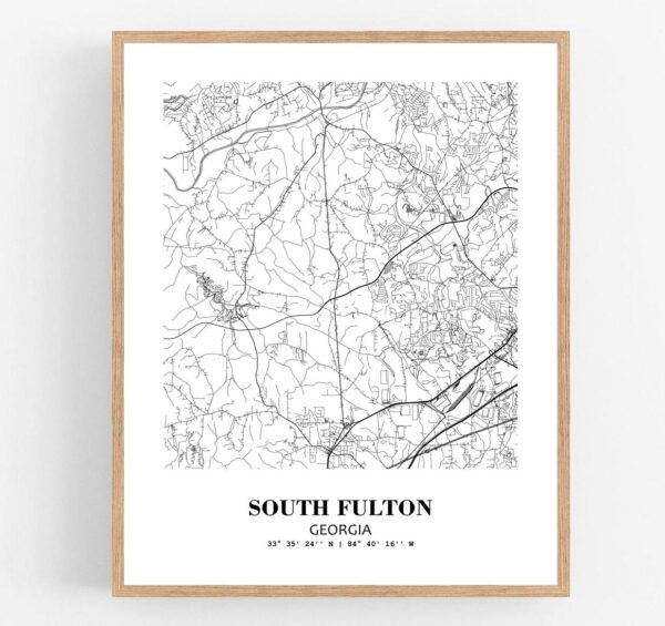 Eleville Unframed South Fulton Georgia City View Abstract Modern Map Art Print Poster Wall Office Home Decor Line Art wgn725