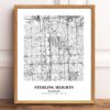 Eleville Unframed Sterling Heights Michigan City View Abstract Modern Map Art Print Poster Wall Office Home Decor Line Art wgn731 - Image 2