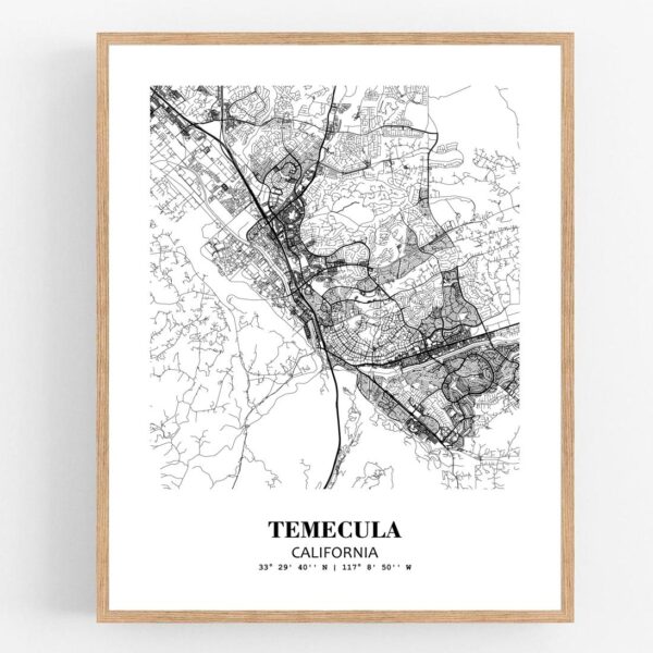 Eleville Unframed Temecula California City View Abstract Modern Map Art Print Poster Wall Office Home Decor Line Art wgn736