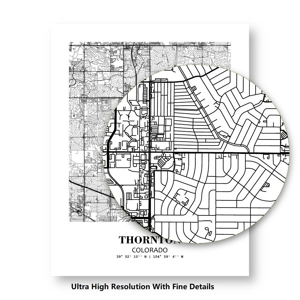 Eleville Unframed Thornton Colorado City View Abstract Modern Map Art Print Poster Wall Office Home Decor Line Art wgn738 - Image 8