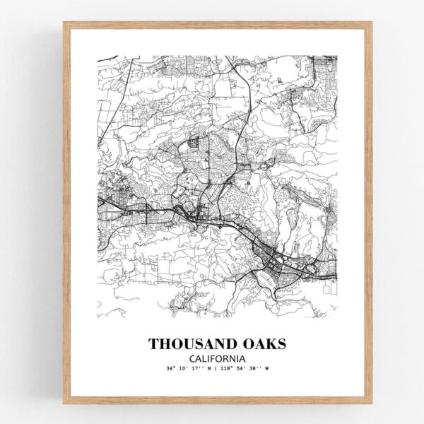 Eleville Unframed Thousand Oaks California City View Abstract Modern Map Art Print Poster Wall Office Home Decor Line Art wgn739