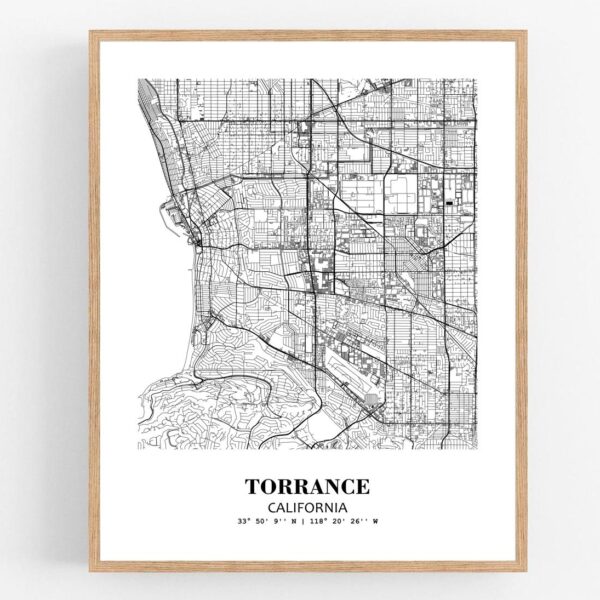 Eleville Unframed Torrance California City View Abstract Modern Map Art Print Poster Wall Office Home Decor Line Art wgn741