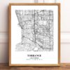 Eleville Unframed Torrance California City View Abstract Modern Map Art Print Poster Wall Office Home Decor Line Art wgn741 - Image 2