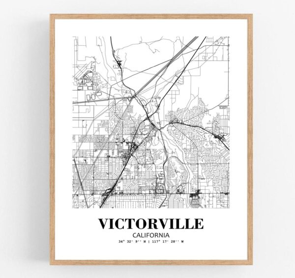 Eleville Unframed Victorville California City View Abstract Modern Map Art Print Poster Wall Office Home Decor Line Art wgn745