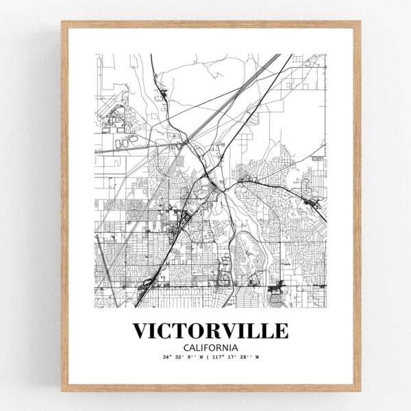 Eleville Unframed Victorville California City View Abstract Modern Map Art Print Poster Wall Office Home Decor Line Art wgn745