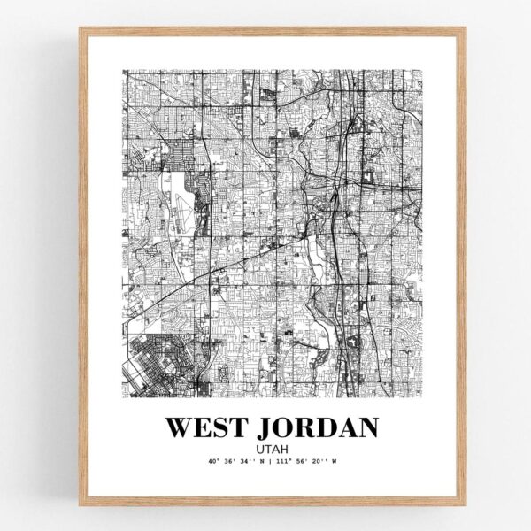 Eleville Unframed West Jordan Utah City View Abstract Modern Map Art Print Poster Wall Office Home Decor Line Art wgn750