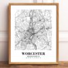 Eleville Unframed Worcester Massachusetts City View Abstract Modern Map Art Print Poster Wall Office Home Decor Line Art wgn755 - Image 2