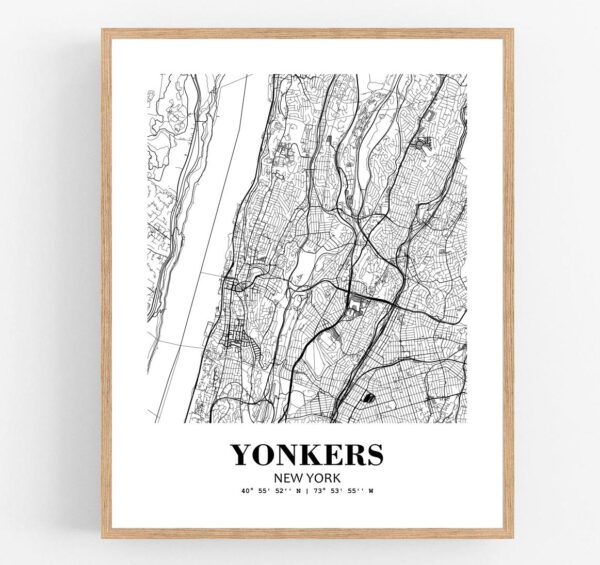 Eleville Unframed Yonkers New York City View Abstract Modern Map Art Print Poster Wall Office Home Decor Line Art wgn756