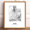 Eleville Unframed Utah United States Country View Abstract Modern Map Art Print Poster Wall Office Home Decor Line Art wgn758 - Image 2